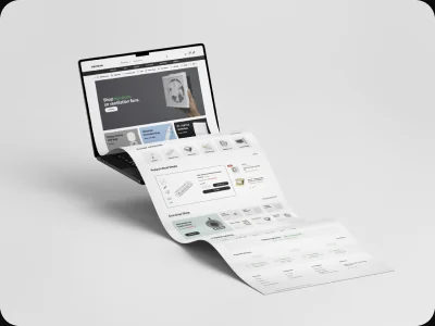 Futina eStore homepage shown on a laptop with the page unrolling