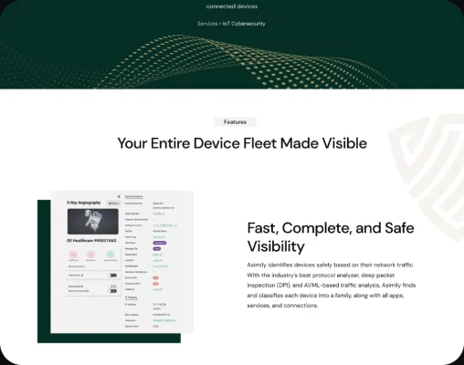 SmSam IoT cybersecurity feature section